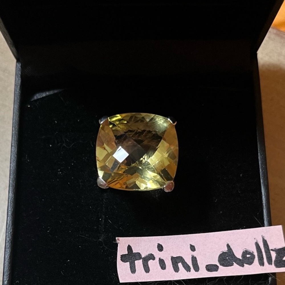 Sima K NWT Lemon Quartz Checkerboard Cushion Cut Gemstone Ring💛